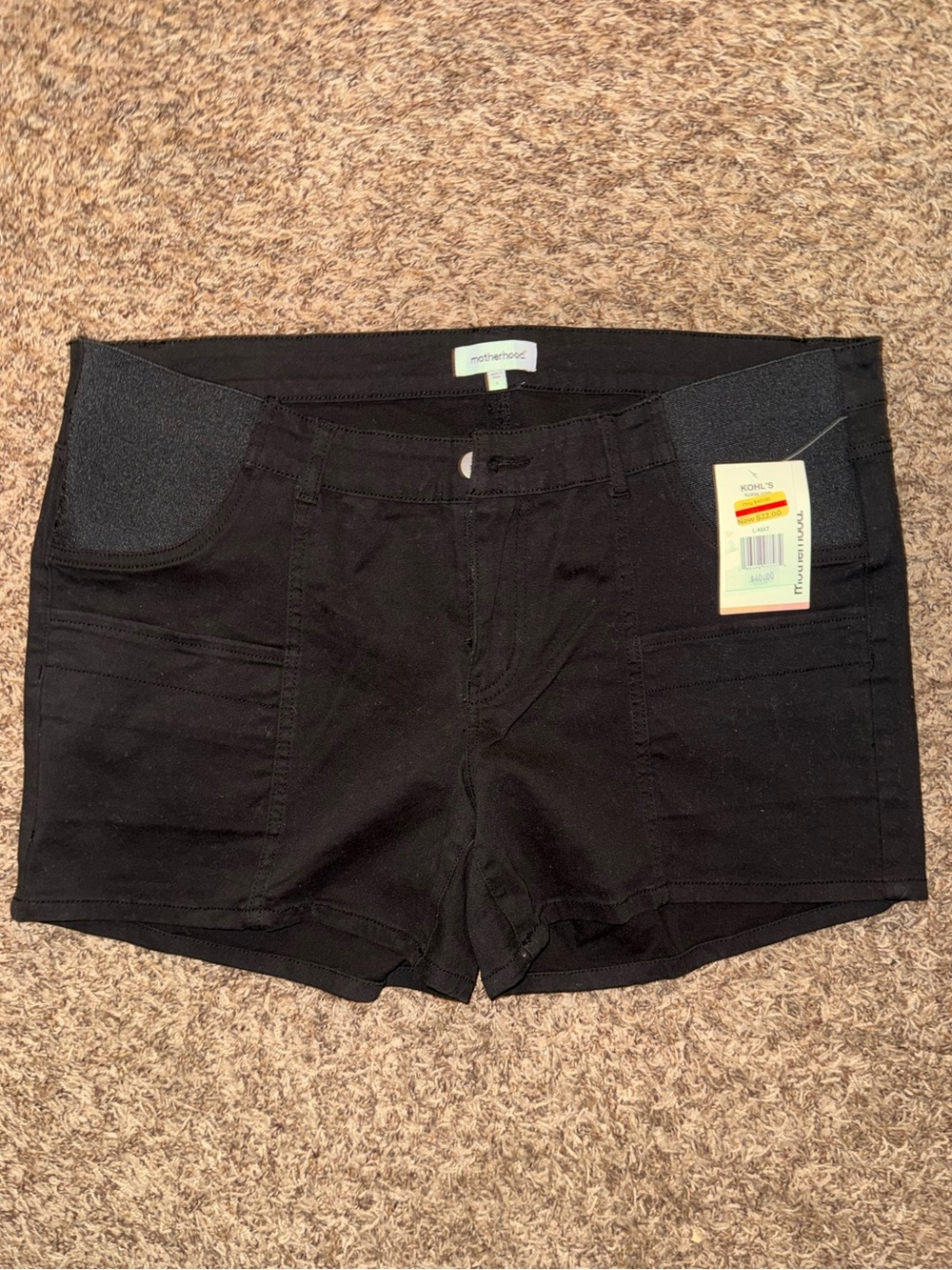 Motherhood Black High-Waist Maternity Shorts